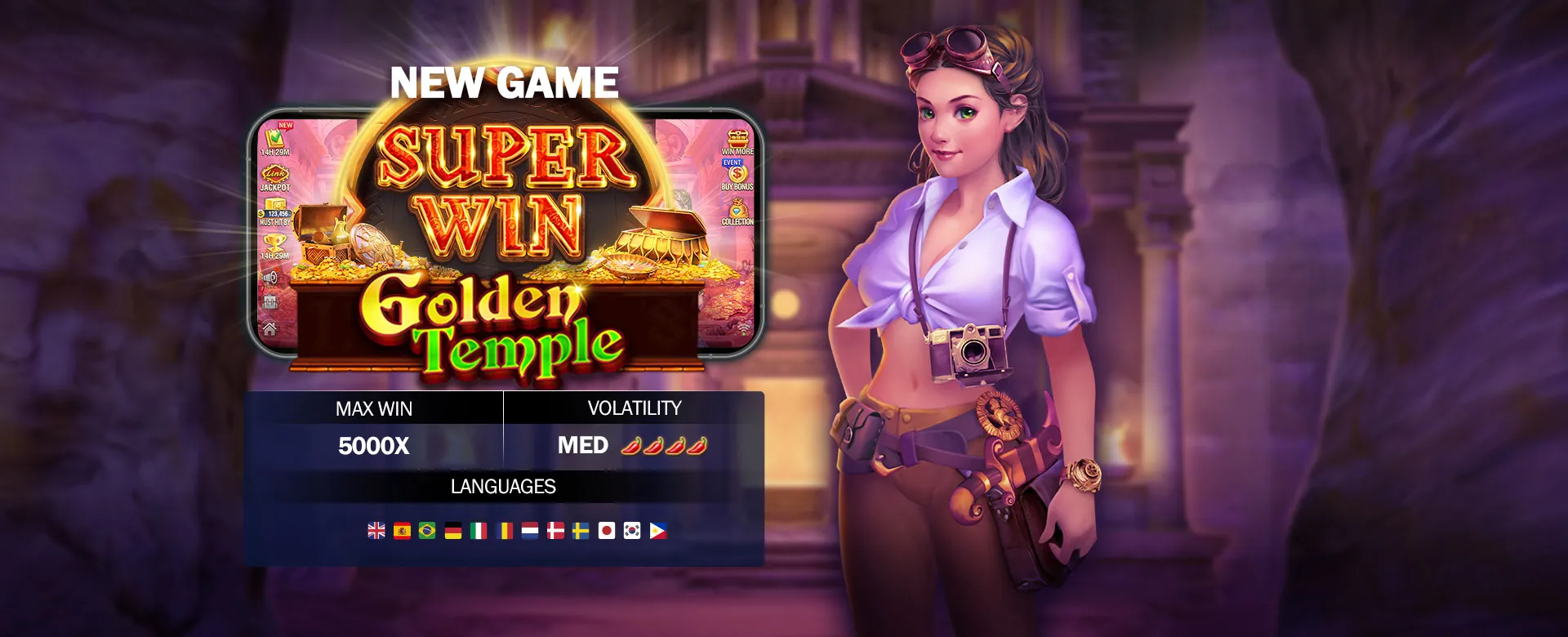 A vibrant graphic showcasing various online slot games with golden coins and flashing lights, representing the thrill of taya365.pro casino slots.